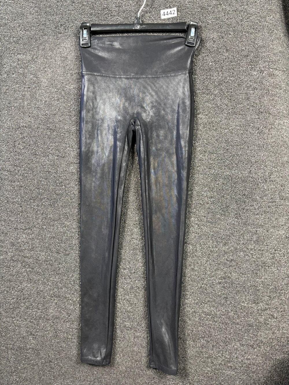 Spanx Faux Leather Leggings Womens Small Petite High Rise Shaping Pants S/P